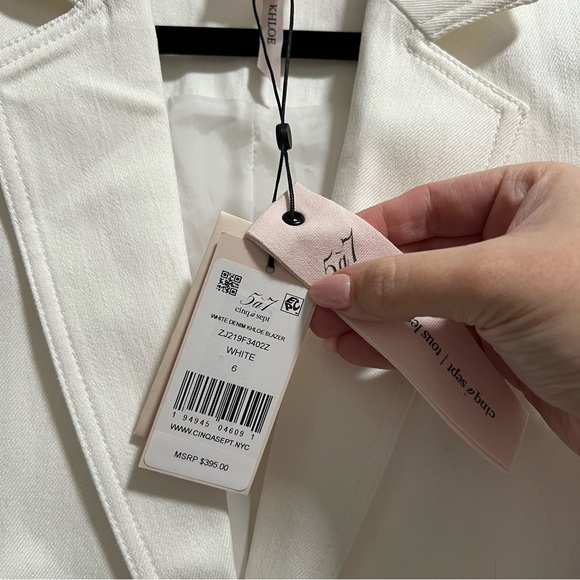 NEW NWT Cinq A Sept Khloe Denim Blazer Jacket White - Picture 9 of 11
